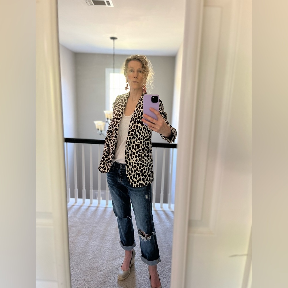 NWOT JCrew Bi- Stretch Parke Blazer in Chic yet subtle Giraffe Print